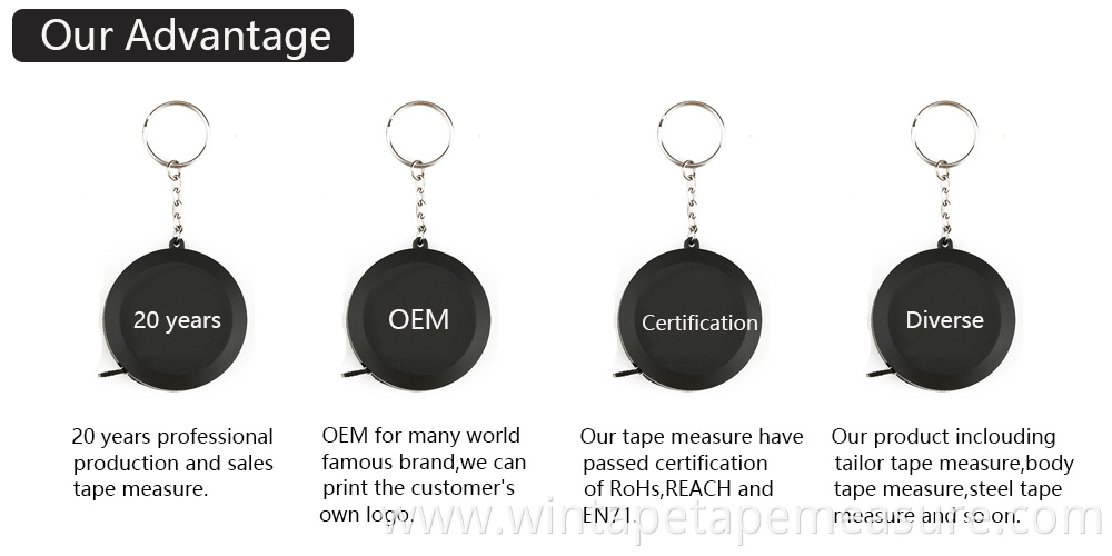 Custom Brand Black Round Measuring Tape PU Leather Retractable Tape Measure